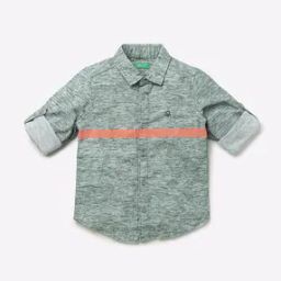 united colors of benetton Heathered Shirt with Spread Collar-picture-0