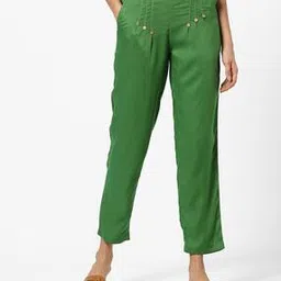 ajio Ankle-Length Pants with Semi-Elasticated Waist-picture-0