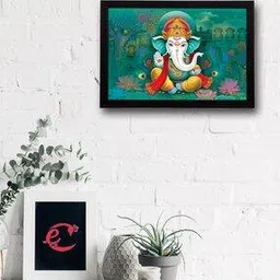 Lord Ganesha Satin Matt Texture UV Art Painting-image-2