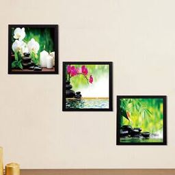 Set of 3 Flowers & Zen Stones Wall Arts-image-68