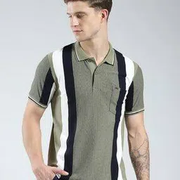 Men Collar Neck Polo Stripes T-shirt-image-96