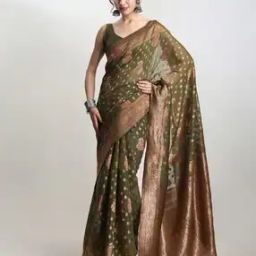 Woven Saree with Contrast Border -image-10