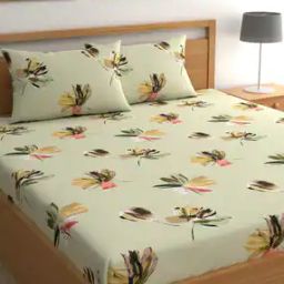 210 TC Floral Print Queen Bedsheet with Pillow Covers-image-46