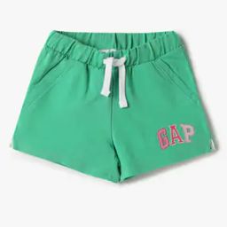Girls Solid Logo Print Shorts-1