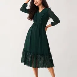 aask Chevrons Print Fit and Flare Dress-picture-21
