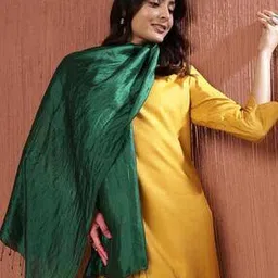 fabindia Women Crinkled Silk Stole with Tassels-picture-21