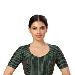 Striped Round-Neck Front-Open Blouse-image-77