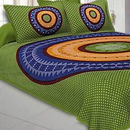Geometric Print Double Bedsheet with Pillow Covers-22