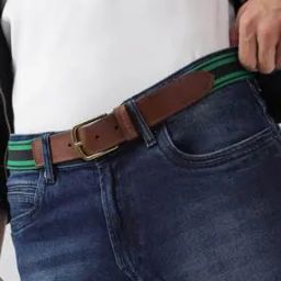 Men Striped Genuine Leather Belt-image-55