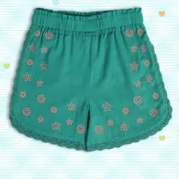 Girls Floral Embroidered Regular Fit Shorts-picture-44