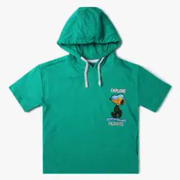 Boys Peanut Print Relaxed Fit Hooded T-Shirt-image-71