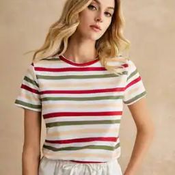 Women Regular Fit Stripes Top-image-9