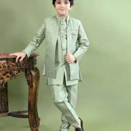 Sequins Embroidered Sherwani Jacket with Kurta & Pyjamas SetSet-image-42