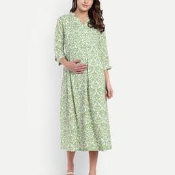 Women Abstract Print Fit & Flare Feeding Dress-image-97