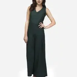 V-neck Jumpsuit with Lace Yoke-image-48
