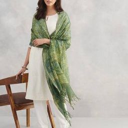 Women Dabu Print Dupatta with Tassels-picture-17
