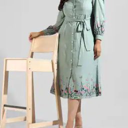 Floral Print Shirt Dress with Tie-Up-image-36