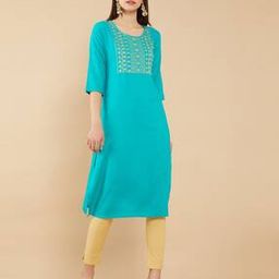 Embellished Round-Neck Straight Kurta-image-57
