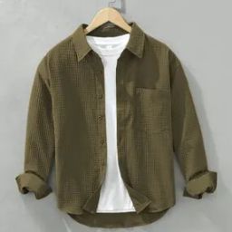 Men Boxy Fit Shirt with Spread Collar-picture-14