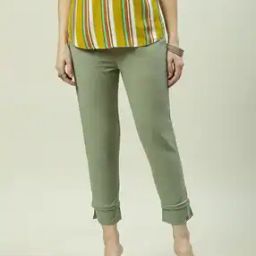 Women Straight Fit Pants with Elasticated Waist-picture-12