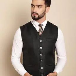 Tailored Fit Nehru Jacket with Welt Pockets-5