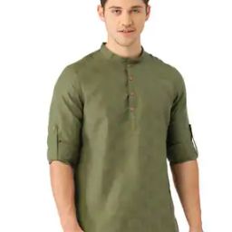 Textured Short Kurta with Mandarin Collar-picture-18