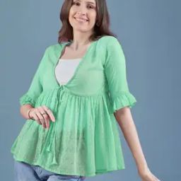 Women Regular Fit Front-Open Shrug with Tie-Up-11