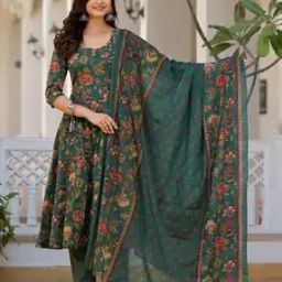 Women Floral Print Flared Kurta with Pants & Dupatta-picture-6
