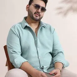 Men Regular Fit Shirt with Spread Collar & Curved Hemline-image-29