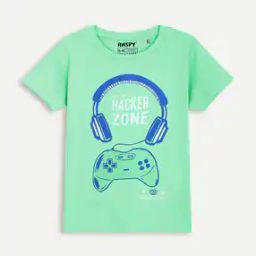 Boys Typographic Print Regular Fit T-Shirt-image-100