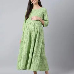 Leaf Print Maternity Gown Dress-image-25