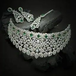 Silver-Plated Exquisite American Diamond Jewellery Set-58