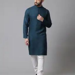 Printed Kurta with Band Collar-image-5