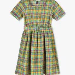 Girls Checked Fit & Flare Dress-picture-27