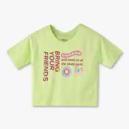 Girls Typographic Print Regular Fit Round-Neck Top-image-84