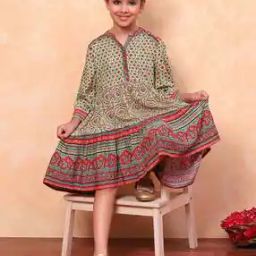 Girls Floral Print Fit & Flare Dress-image-97