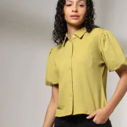 Women Checked Regular Fit Crop Shirt-picture-46