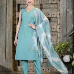 Women Striped Straight Kurta with Pants & Dupatta-image-68
