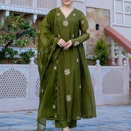Women Embroidered A-Line Kurta Set with Dupatta-image-28