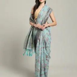 Women Floral Woven Saree with Contrast Border-image-25