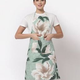 Floral Print Apron with Patch Pocket-16