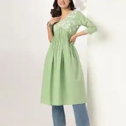 Women Embroidery A-line Kurta-image-60
