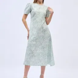 Women Paisley A-Line  Midi Length  Dress-image-8