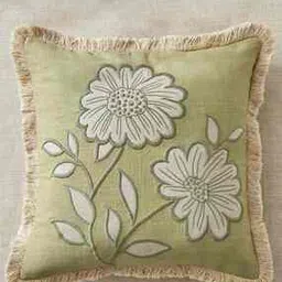 Set of 2 Floral Embroidered Square Cushion Covers 16" x 16"-image-11