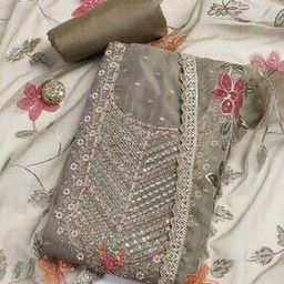 Women Embroidered Unstitched Kurta Bottom Dress Material with Dupatta-picture-4