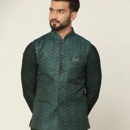 Men Regular Fit Nehru Jacket with Patch Pockets-16