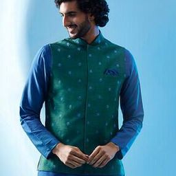 Men Regular Fit Nehru Jacket with Patch Pocket-image-82