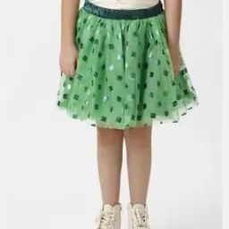 Girls Leaf Print Flared Skirts with Elasticated Waist-picture-17