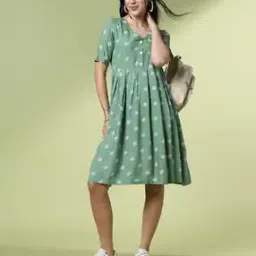 Geometric Print Fit & Flare Dress-image-64