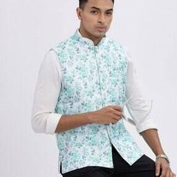 showoff Men Floral Print Regular Fit Nehru Jacket-picture-0